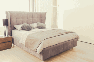 wooden bed frame with headboard