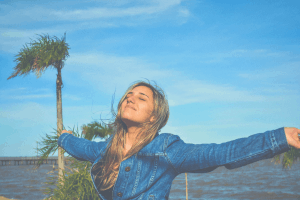 energized lady getting fresh air