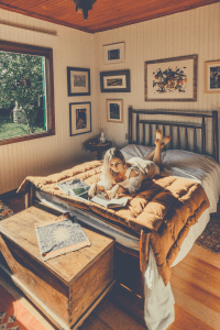 lady lying on a bed